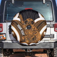 Karaka Aotearoa Atua Tumatauenga Personalised Spare Tire Cover Maori God Of War Tiki With Taiaha LT14 Orange - Polynesian Pride