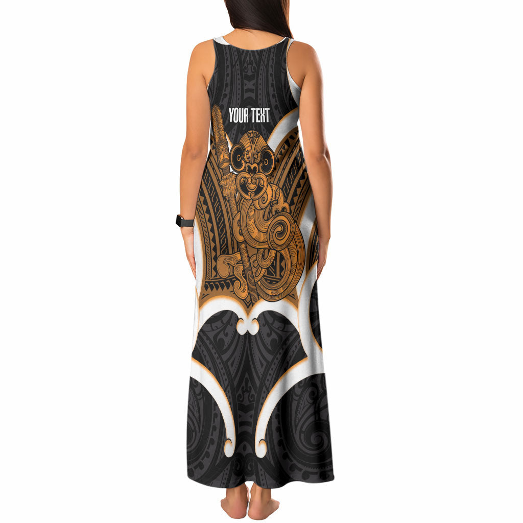 Karaka Aotearoa Atua Tumatauenga Personalised Tank Maxi Dress Maori God Of War Tiki With Taiaha LT14 - Polynesian Pride