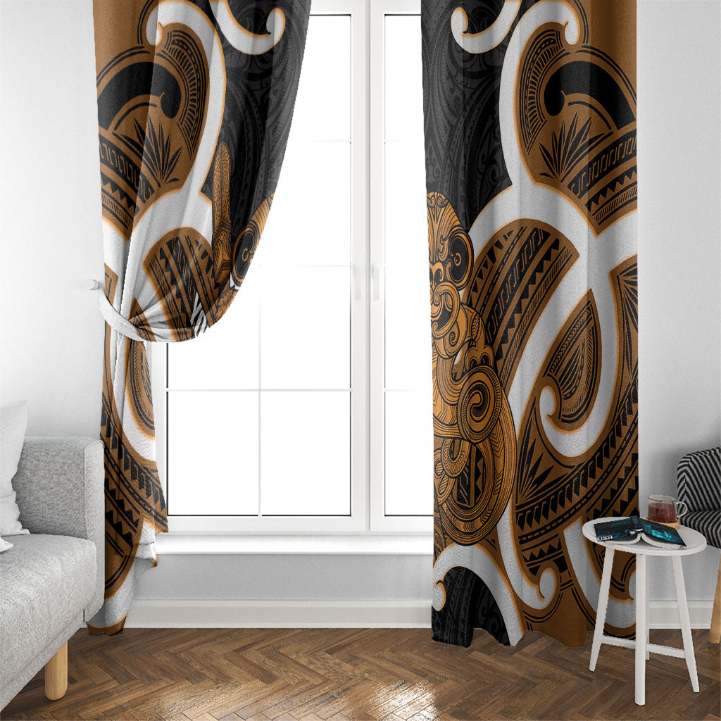 Karaka Aotearoa Atua Tumatauenga Personalised Window Curtain Maori God Of War Tiki With Taiaha LT14 - Polynesian Pride