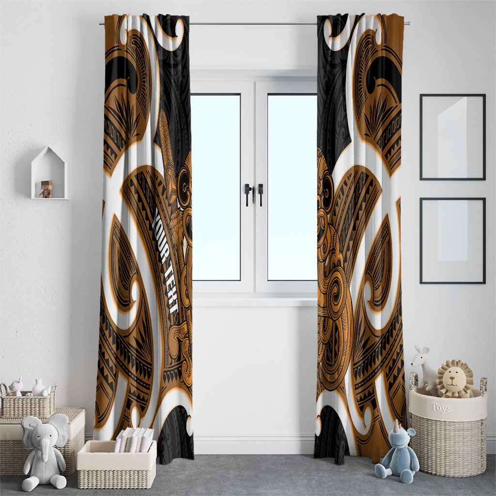 Karaka Aotearoa Atua Tumatauenga Personalised Window Curtain Maori God Of War Tiki With Taiaha LT14 - Polynesian Pride