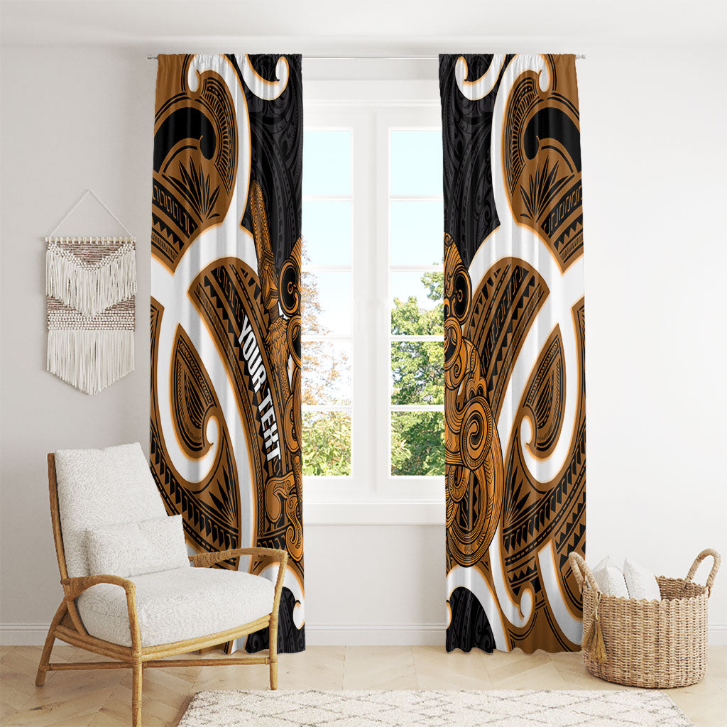 Karaka Aotearoa Atua Tumatauenga Personalised Window Curtain Maori God Of War Tiki With Taiaha LT14 - Polynesian Pride