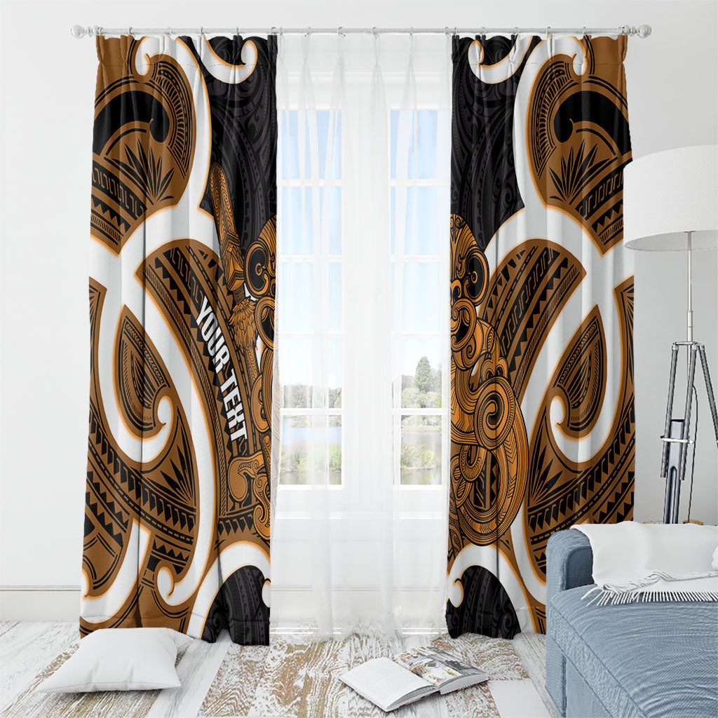 Karaka Aotearoa Atua Tumatauenga Personalised Window Curtain Maori God Of War Tiki With Taiaha LT14 - Polynesian Pride