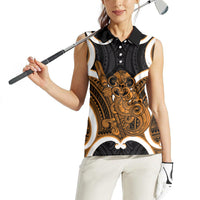 Karaka Aotearoa Atua Tumatauenga Personalised Women Sleeveless Polo Shirt Maori God Of War Tiki With Taiaha LT14 - Polynesian Pride