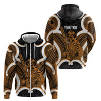 Karaka Aotearoa Atua Tumatauenga Personalised Zip Hoodie Maori God Of War Tiki With Taiaha LT14 - Polynesian Pride