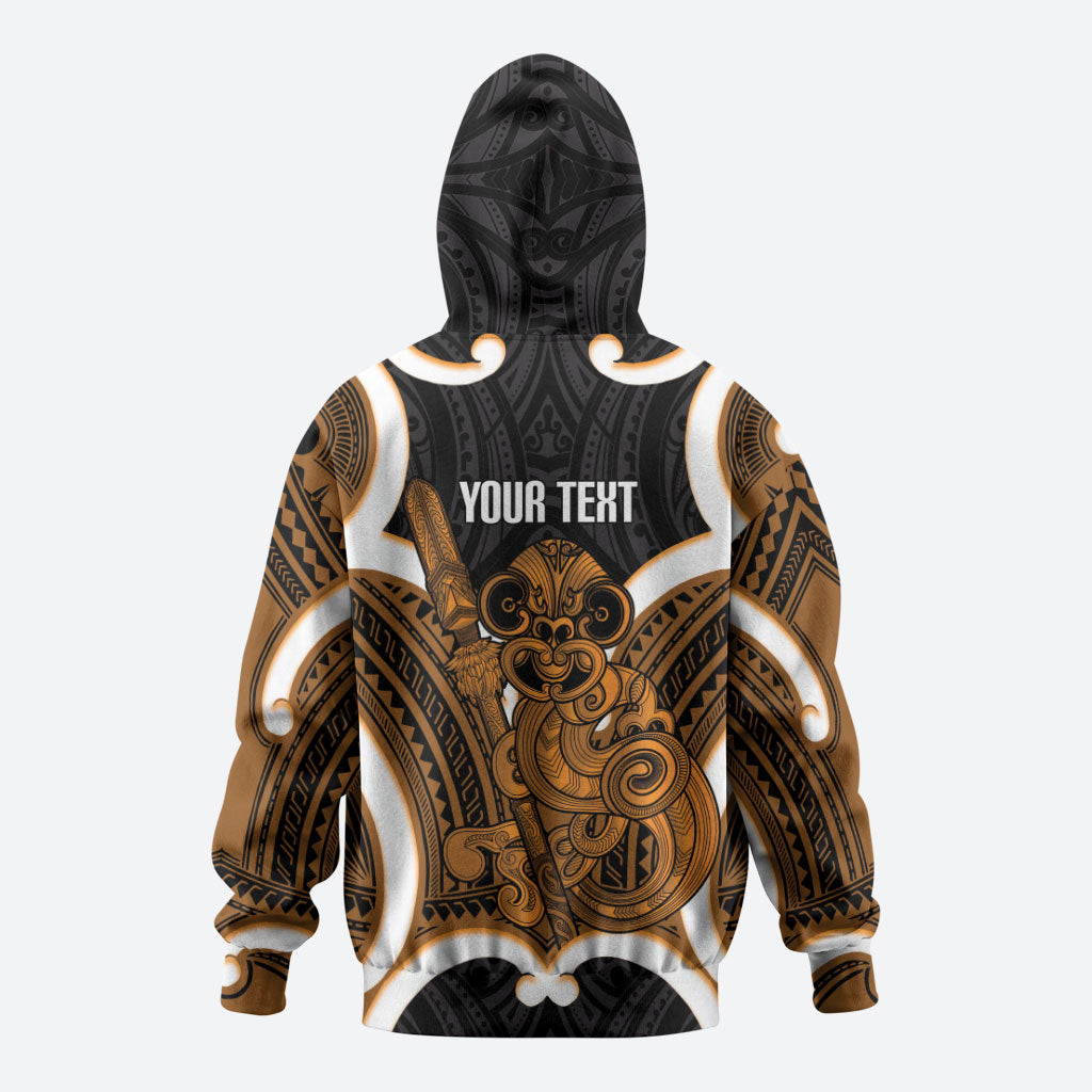 Karaka Aotearoa Atua Tumatauenga Personalised Zip Hoodie Maori God Of War Tiki With Taiaha LT14 - Polynesian Pride