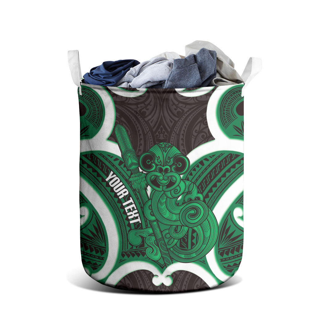 Kakariki Aotearoa Atua Tumatauenga Personalised Laundry Basket Maori God Of War Tiki With Taiaha LT14 - Polynesian Pride
