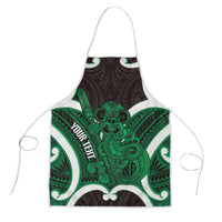 Kakariki Aotearoa Atua Tumatauenga Personalised Apron Maori God Of War Tiki With Taiaha LT14 Green - Polynesian Pride