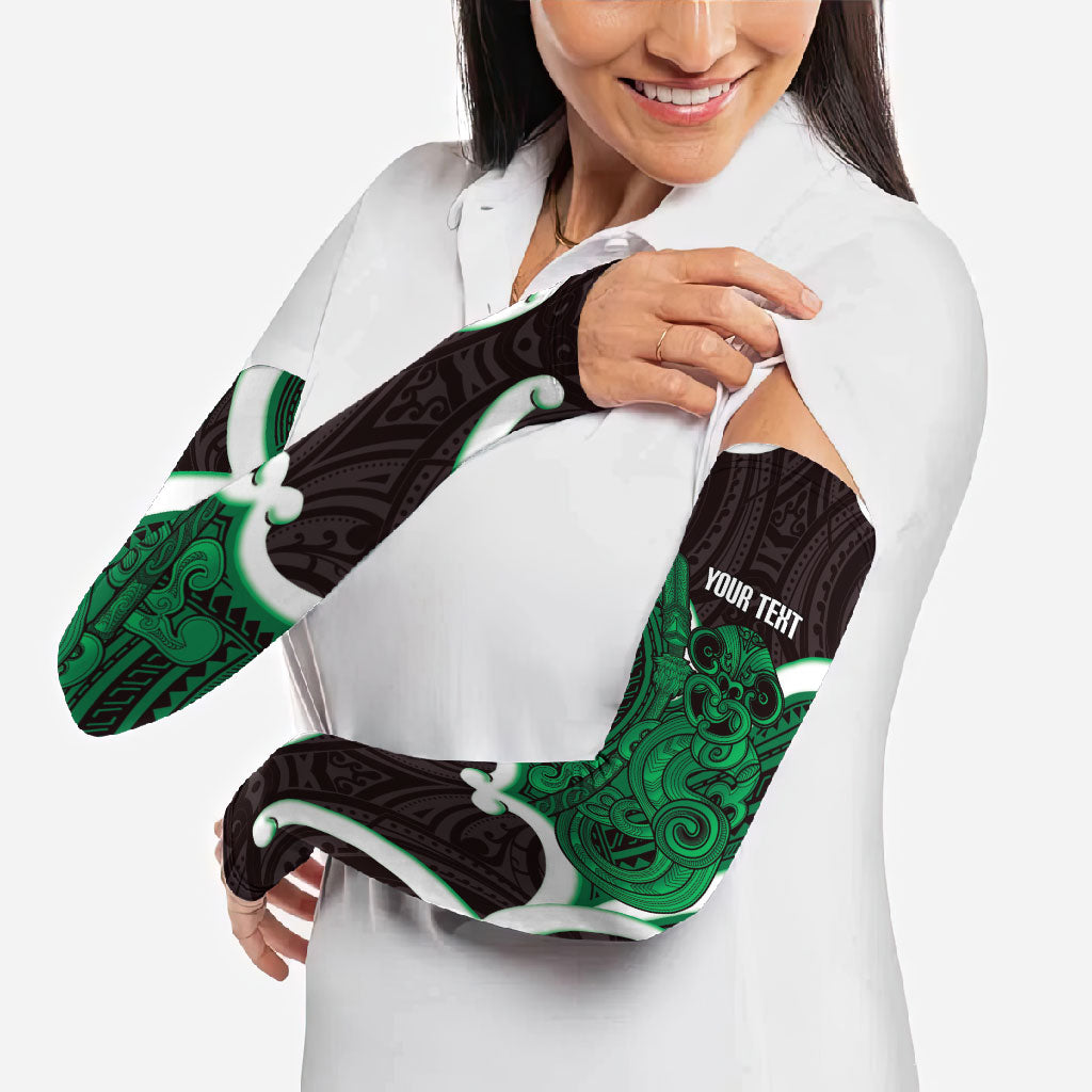 Kakariki Aotearoa Atua Tumatauenga Personalised Arm Sleeves Maori God Of War Tiki With Taiaha LT14 - Polynesian Pride