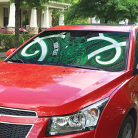 Kakariki Aotearoa Atua Tumatauenga Personalised Auto Sun Shade Maori God Of War Tiki With Taiaha LT14 - Polynesian Pride