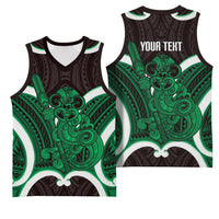 Kakariki Aotearoa Atua Tumatauenga Personalised Basketball Jersey Maori God Of War Tiki With Taiaha LT14 - Polynesian Pride