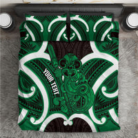 Kakariki Aotearoa Atua Tumatauenga Personalised Bedding Set Maori God Of War Tiki With Taiaha LT14 Green - Polynesian Pride