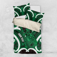 Kakariki Aotearoa Atua Tumatauenga Personalised Bedding Set Maori God Of War Tiki With Taiaha LT14 US Twin 172cm x 218cm Green - Polynesian Pride