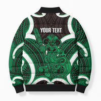 Kakariki Aotearoa Atua Tumatauenga Personalised Bomber Puffer Jacket Maori God Of War Tiki With Taiaha LT14 - Polynesian Pride