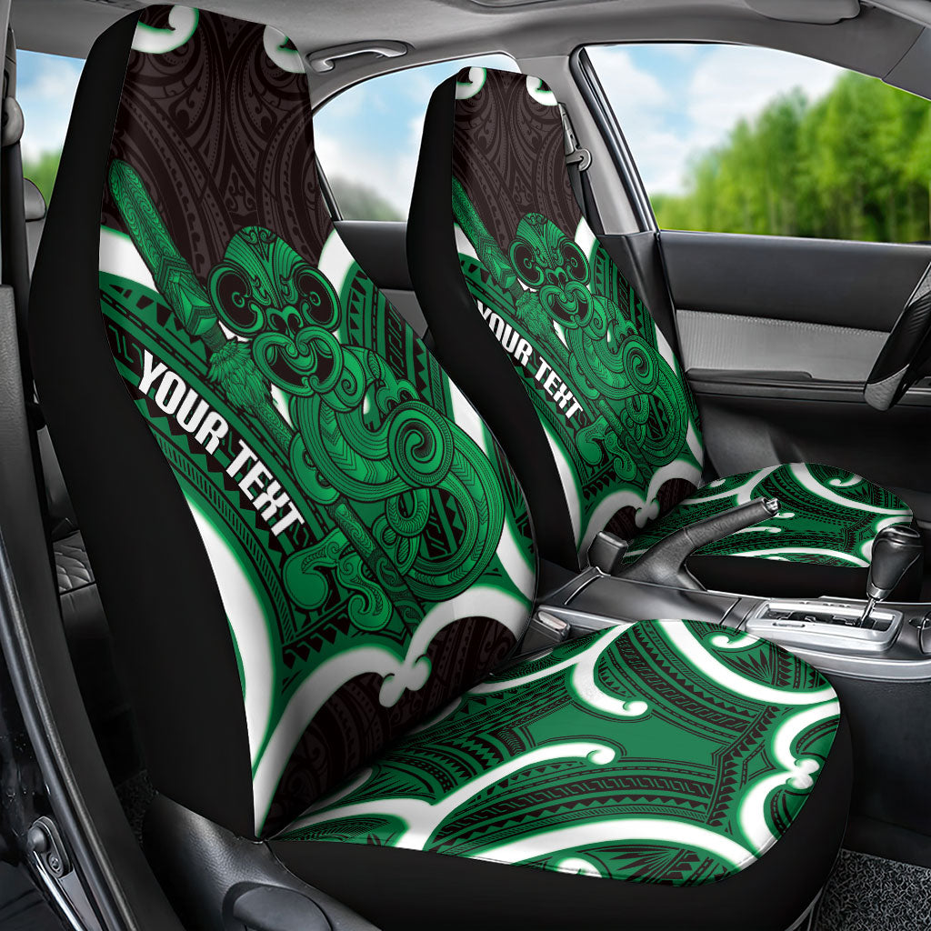 Kakariki Aotearoa Atua Tumatauenga Personalised Car Seat Cover Maori God Of War Tiki With Taiaha LT14 - Polynesian Pride
