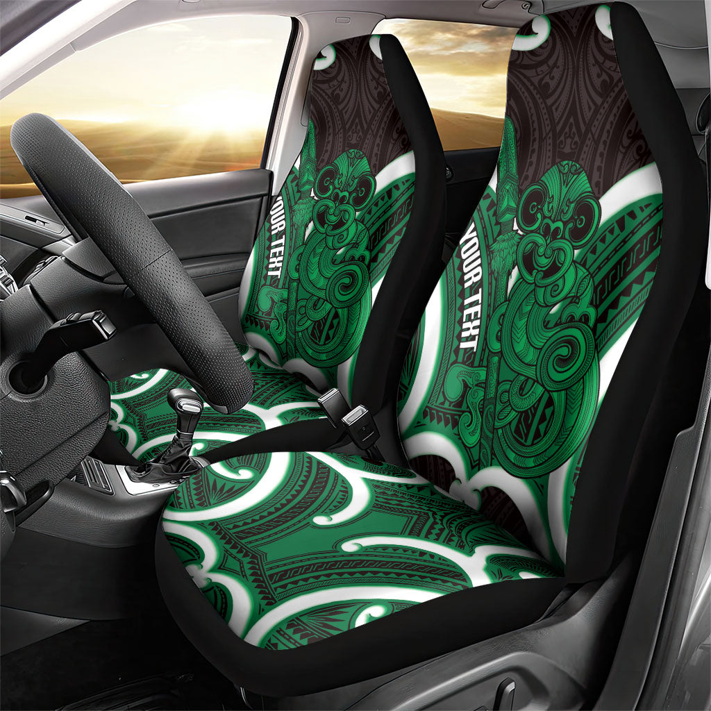 Kakariki Aotearoa Atua Tumatauenga Personalised Car Seat Cover Maori God Of War Tiki With Taiaha LT14 - Polynesian Pride