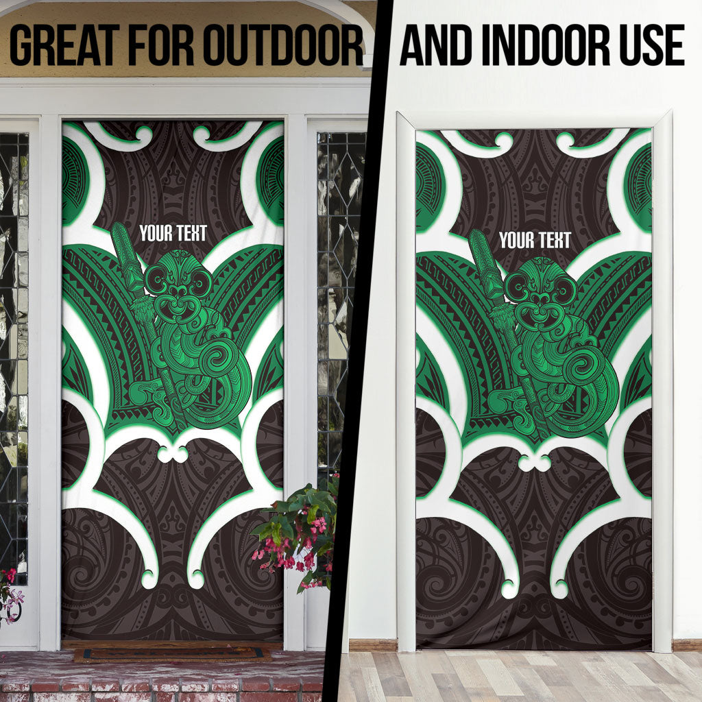 Kakariki Aotearoa Atua Tumatauenga Personalised Door Cover Maori God Of War Tiki With Taiaha LT14 - Polynesian Pride