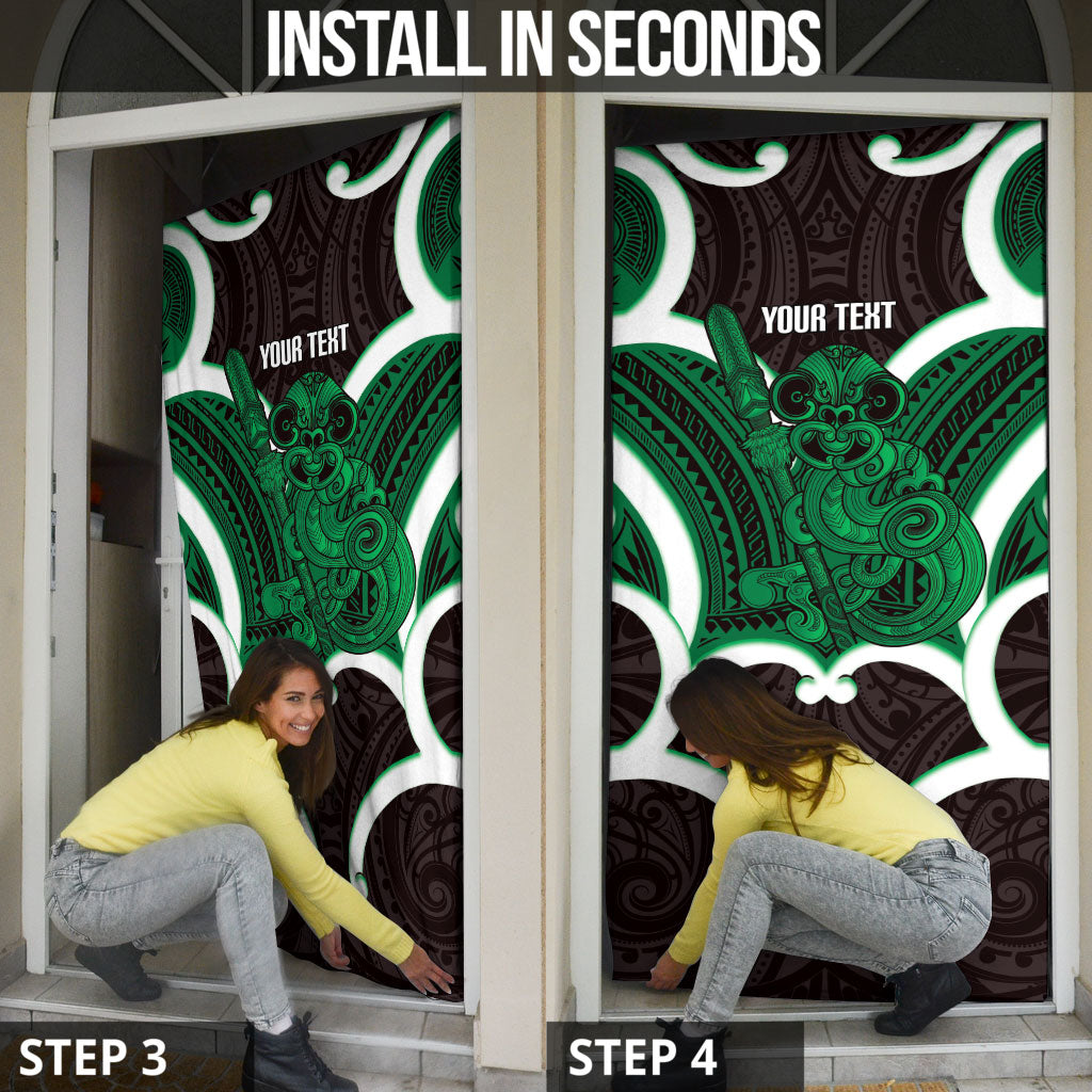 Kakariki Aotearoa Atua Tumatauenga Personalised Door Cover Maori God Of War Tiki With Taiaha LT14 - Polynesian Pride