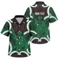 Kakariki Aotearoa Atua Tumatauenga Personalised Family Matching Summer Maxi Dress and Hawaiian Shirt Maori God Of War Tiki With Taiaha LT14 Son's Shirt Green - Polynesian Pride