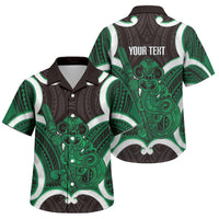 Kakariki Aotearoa Atua Tumatauenga Personalised Family Matching Tank Maxi Dress and Hawaiian Shirt Maori God Of War Tiki With Taiaha LT14 Son's Shirt Green - Polynesian Pride