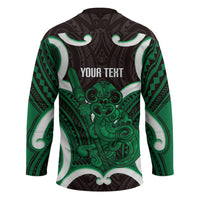 Kakariki Aotearoa Atua Tumatauenga Personalised Hockey Jersey Maori God Of War Tiki With Taiaha LT14 - Polynesian Pride