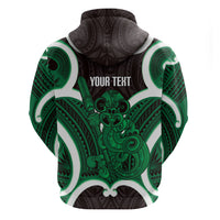 Kakariki Aotearoa Atua Tumatauenga Personalised Hoodie Maori God Of War Tiki With Taiaha LT14 - Polynesian Pride