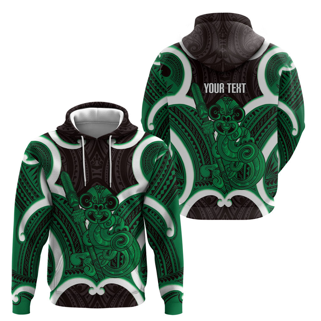 Kakariki Aotearoa Atua Tumatauenga Personalised Hoodie Maori God Of War Tiki With Taiaha LT14 - Polynesian Pride