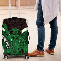 Kakariki Aotearoa Atua Tumatauenga Personalised Luggage Cover Maori God Of War Tiki With Taiaha LT14 Green - Polynesian Pride