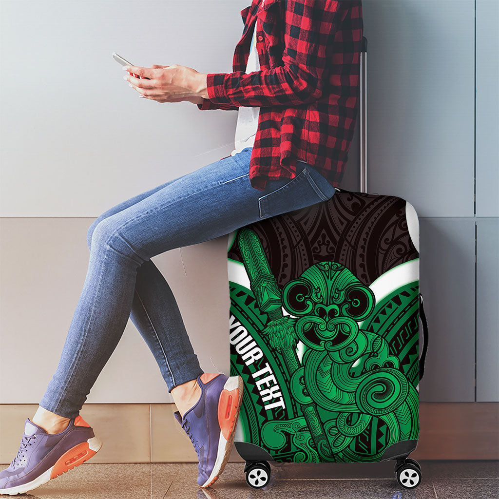 Kakariki Aotearoa Atua Tumatauenga Personalised Luggage Cover Maori God Of War Tiki With Taiaha LT14 - Polynesian Pride