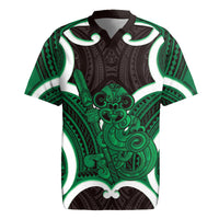 Kakariki Aotearoa Atua Tumatauenga Personalised Rugby Jersey Maori God Of War Tiki With Taiaha LT14 Green - Polynesian Pride