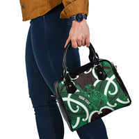 Kakariki Aotearoa Atua Tumatauenga Personalised Shoulder Handbag Maori God Of War Tiki With Taiaha LT14 - Polynesian Pride