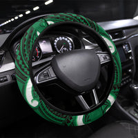 Kakariki Aotearoa Atua Tumatauenga Steering Wheel Cover Maori God Of War Tiki With Taiaha LT14 Universal Fit Green - Polynesian Pride