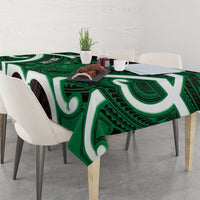 Kakariki Aotearoa Atua Tumatauenga Personalised Tablecloth Maori God Of War Tiki With Taiaha LT14 - Polynesian Pride