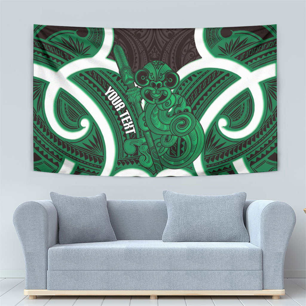 Kakariki Aotearoa Atua Tumatauenga Personalised Tapestry Maori God Of War Tiki With Taiaha LT14 - Polynesian Pride