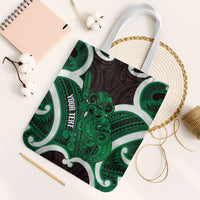 Kakariki Aotearoa Atua Tumatauenga Personalised Tote Bag Maori God Of War Tiki With Taiaha LT14 White Strap One Size Green - Polynesian Pride