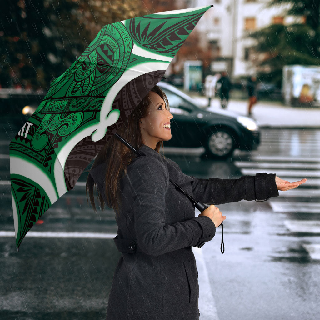 Kakariki Aotearoa Atua Tumatauenga Personalised Umbrella Maori God Of War Tiki With Taiaha LT14 - Polynesian Pride