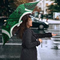 Kakariki Aotearoa Atua Tumatauenga Personalised Umbrella Maori God Of War Tiki With Taiaha LT14 - Polynesian Pride