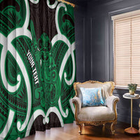 Kakariki Aotearoa Atua Tumatauenga Personalised Window Curtain Maori God Of War Tiki With Taiaha LT14 - Polynesian Pride