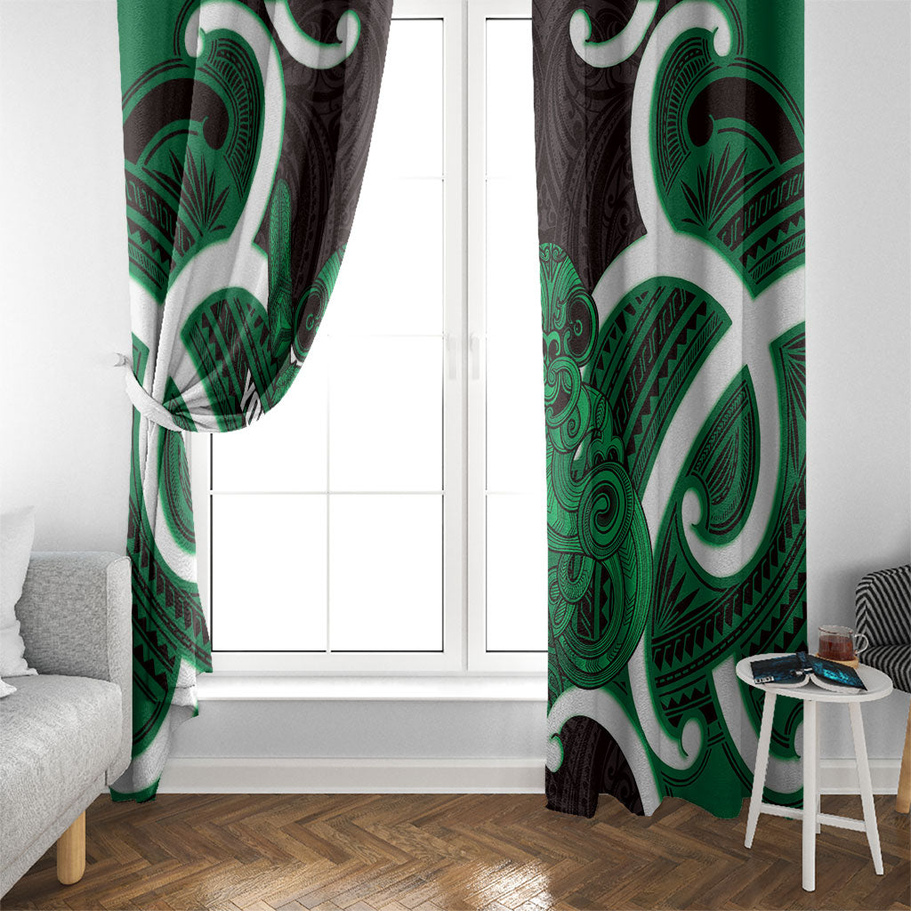 Kakariki Aotearoa Atua Tumatauenga Personalised Window Curtain Maori God Of War Tiki With Taiaha LT14 - Polynesian Pride