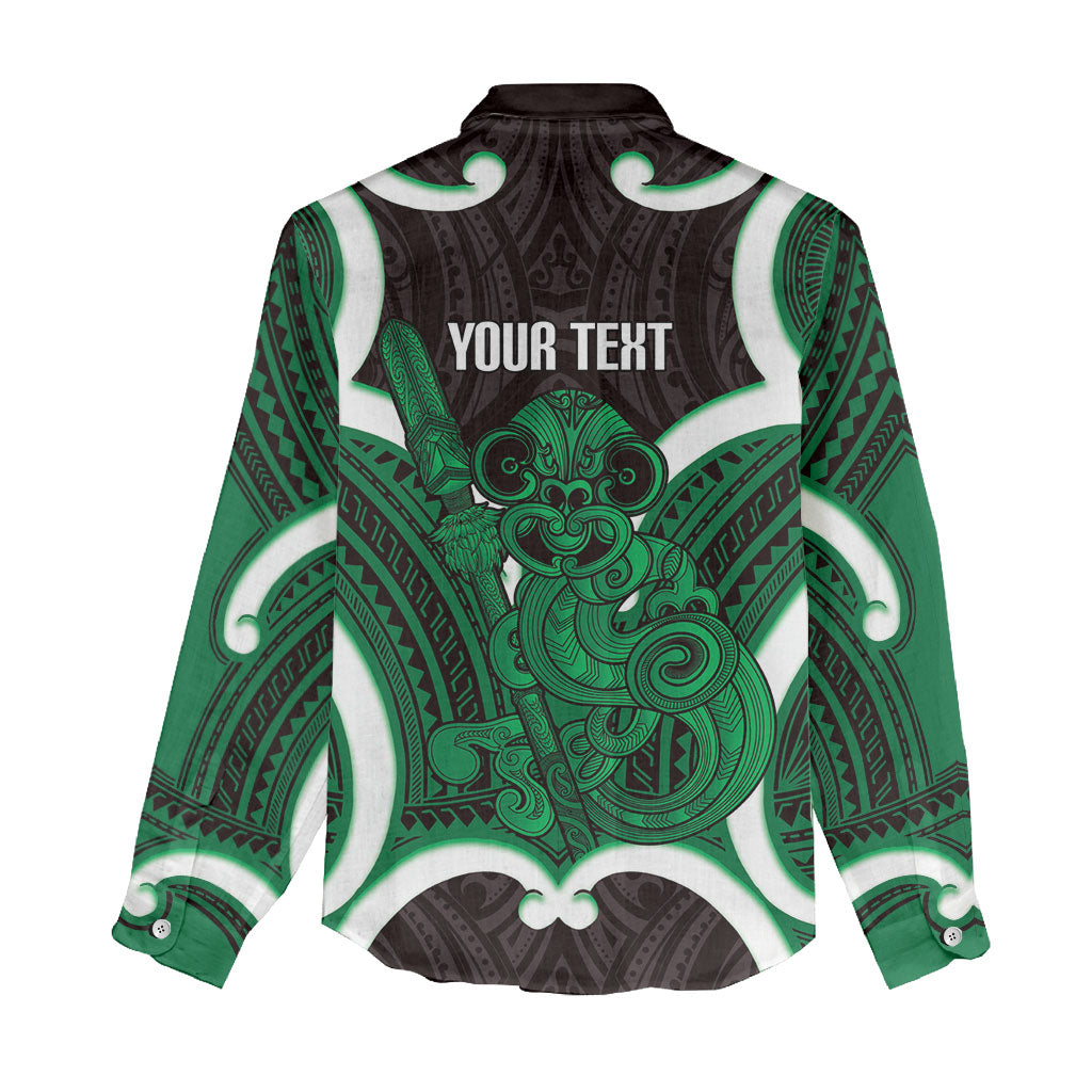 Kakariki Aotearoa Atua Tumatauenga Personalised Women Casual Shirt Maori God Of War Tiki With Taiaha LT14 - Polynesian Pride