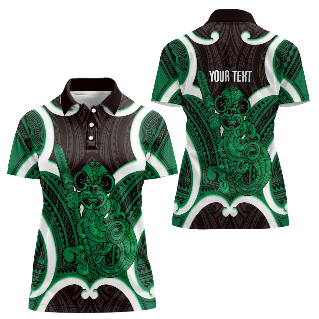 Kakariki Aotearoa Atua Tumatauenga Personalised Women Polo Shirt Maori God Of War Tiki With Taiaha LT14 - Polynesian Pride