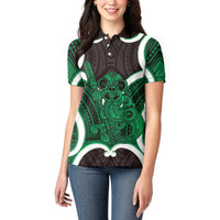 Kakariki Aotearoa Atua Tumatauenga Personalised Women Polo Shirt Maori God Of War Tiki With Taiaha LT14 - Polynesian Pride