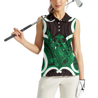 Kakariki Aotearoa Atua Tumatauenga Personalised Women Sleeveless Polo Shirt Maori God Of War Tiki With Taiaha LT14 - Polynesian Pride