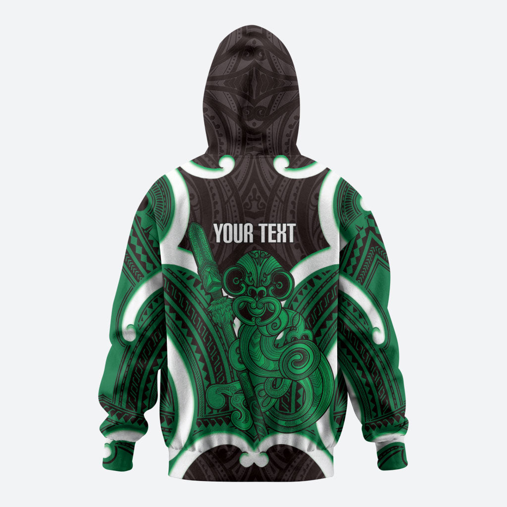Kakariki Aotearoa Atua Tumatauenga Personalised Zip Hoodie Maori God Of War Tiki With Taiaha LT14 - Polynesian Pride