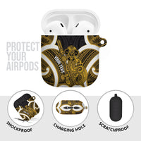 Kowhai Aotearoa Atua Tumatauenga Personalised AirPods Case Maori God Of War Tiki With Taiaha LT14 - Polynesian Pride