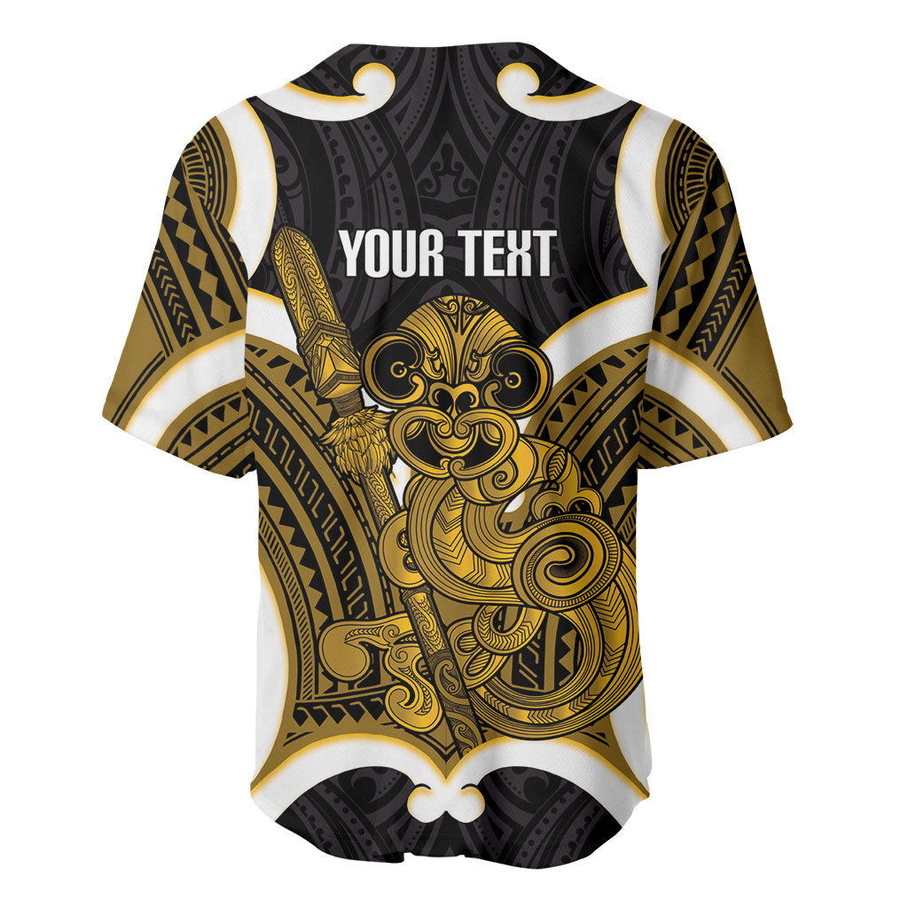 Kowhai Aotearoa Atua Tumatauenga Personalised Baseball Jersey Maori God Of War Tiki With Taiaha LT14 - Polynesian Pride