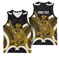 Kowhai Aotearoa Atua Tumatauenga Personalised Basketball Jersey Maori God Of War Tiki With Taiaha LT14 - Polynesian Pride