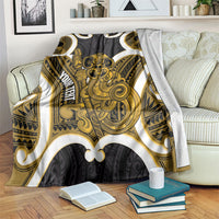 Kowhai Aotearoa Atua Tumatauenga Personalised Blanket Maori God Of War Tiki With Taiaha LT14 Yellow - Polynesian Pride