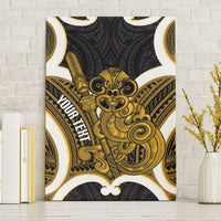Kowhai Aotearoa Atua Tumatauenga Personalised Canvas Wall Art Maori God Of War Tiki With Taiaha LT14 Without Frame Yellow - Polynesian Pride