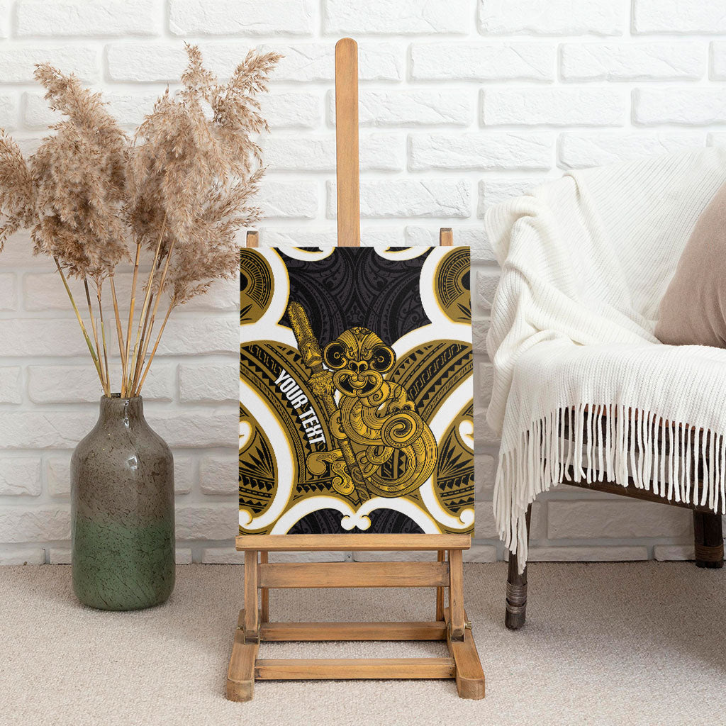 Kowhai Aotearoa Atua Tumatauenga Personalised Canvas Wall Art Maori God Of War Tiki With Taiaha LT14 - Polynesian Pride