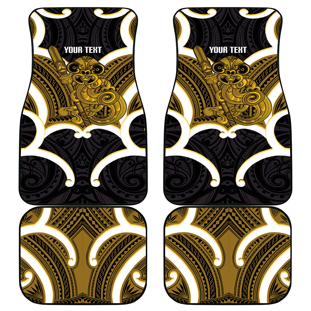 Kowhai Aotearoa Atua Tumatauenga Personalised Car Mats Maori God Of War Tiki With Taiaha LT14 - Polynesian Pride
